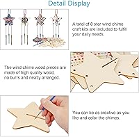 Vista 2 de Kit de manualidades para el 4 de julio para niños, haz tu propia estrella patriótica campanilla de viento de madera para colorear adorno de estrella