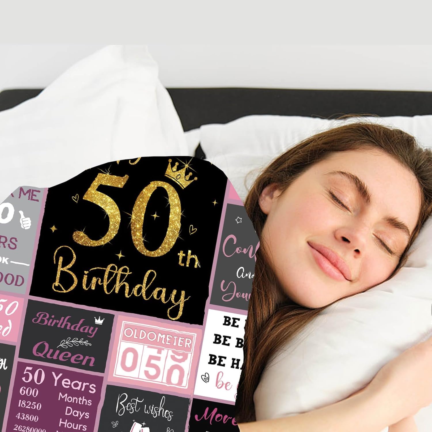 50 Birthday Gifts for Women, 50th Birthday Blanket with Gift Box for Women, Gifts for A 50th Birthday, Happy 50th Birthday Decorations Gift Ideas for Her, 50th Birthday Gifts Throw Blanket 60"x50" - Image 8