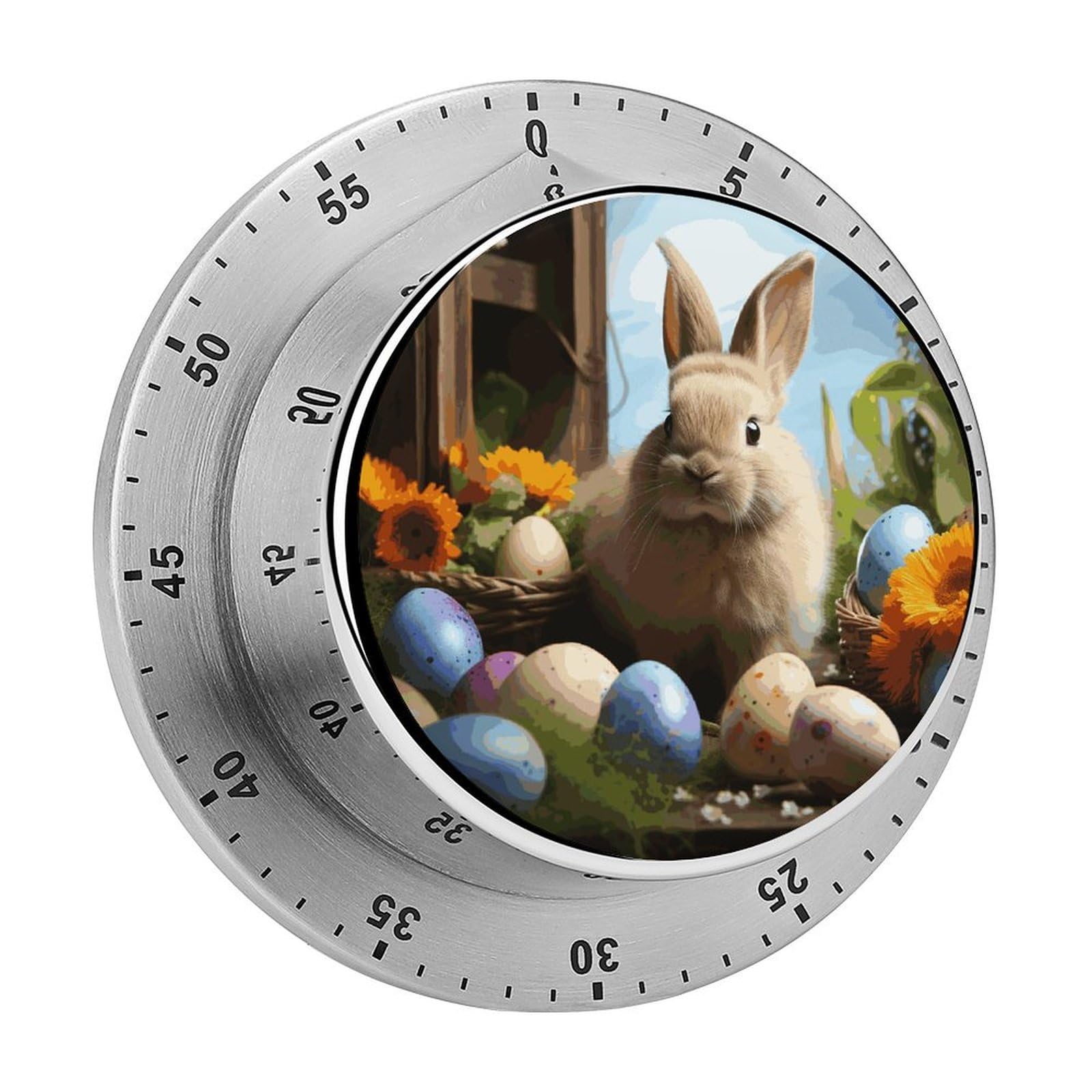 Easter Rabbit and Easter Eggs Timer Desk Productivity Teacher Supplies Kitchen Magnetic Countdown Mechanical Timer for Cooking, Egg, Teacher, Exercise, Oven.