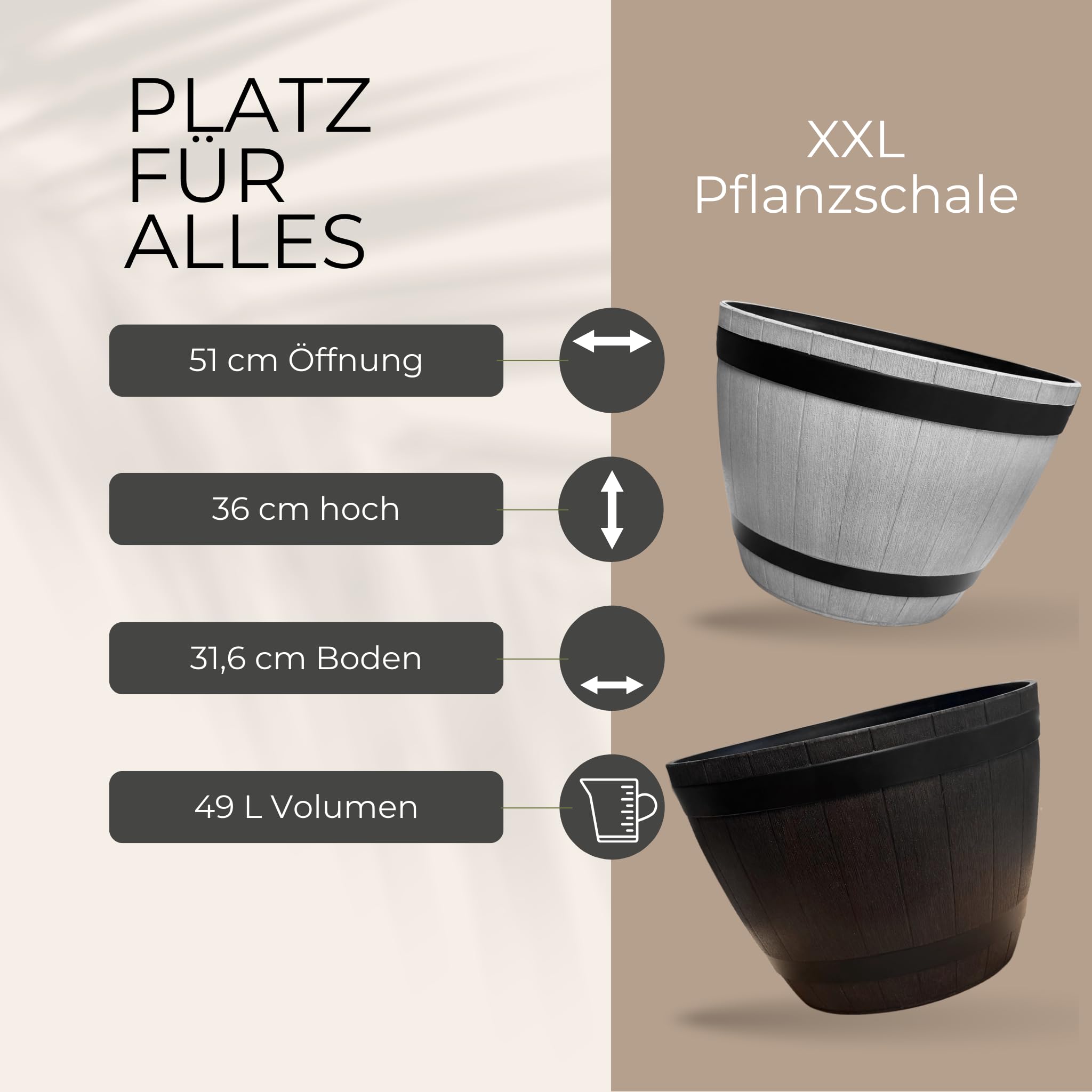 Set di fontane solari per esterni – 51 x 36 cm effetto botte di legno, ciotola decorativa marrone e galleggiante fontana solare – fontana da giardino come balcone abbeveratoio per uccelli