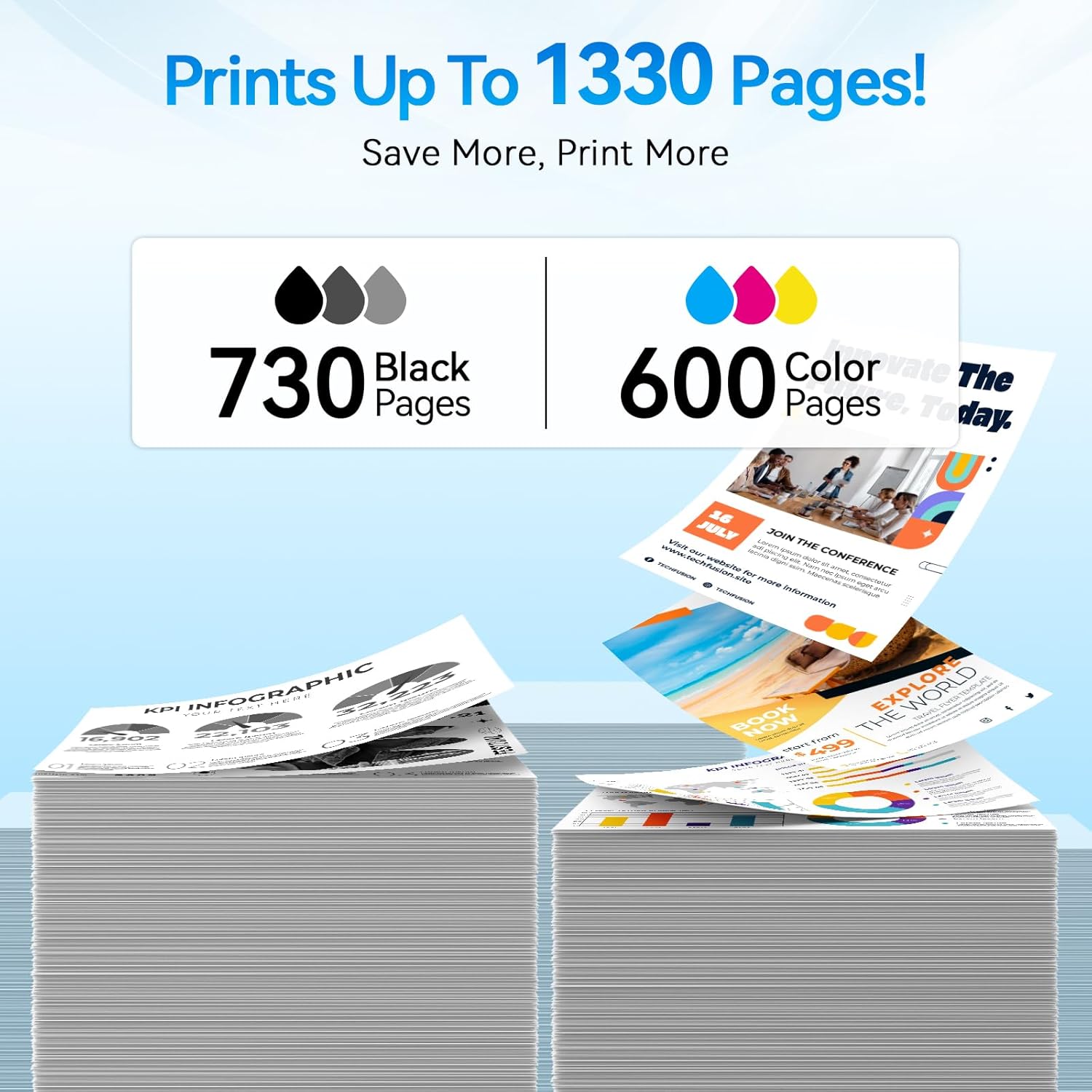 68XL 68e 68 6155e 6555e Ink Cartridges Compatible for HP 68 Ink Cartridges Black/Color Combo Pack Compatible for HP Ink 68 fit for Envy 6100e 6500e 6165e 6152e 6552e 6558e 6110e 6520 Printer(2 Pack)