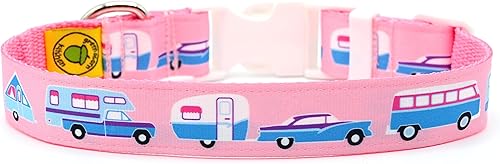 RV Camping Dog Collar - Campers - Vintage Car & Trailer - Van - Fifth Wheel - Truck Camper - A-Frame - 4 Sizes - 1 Inch Wide - Handmade by Green
