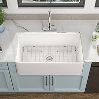 Vista 4 de 36 Farm Sink White - Fulorni 36"x20" Farmhouse Kitchen Sink Flat Apron Front White Ceramic Porcelain Fireclay Deep Single Bowl Farmer Kitchen Sink