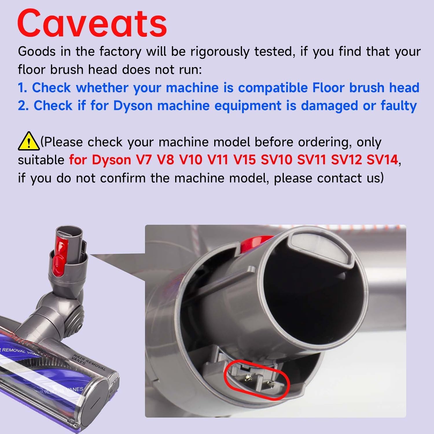 Cabezal de Cepillo de Repuesto Anti-Enredos Compatible para Dyson Aspiradoras V7 V8 V10 V11 V15 SV10 SV11 SV12 SV14, Accesorio Recambios, Cepillo Motorizado para Alfombras y Suelos Duros