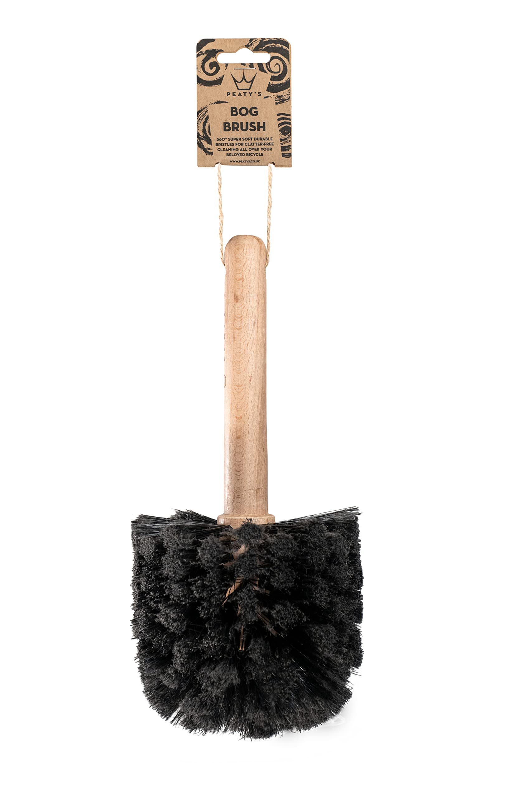 Peaty's Bicycle Bog Cleaning Brush - 360 Degree Bike Cleaning Brushes, Beech Wood Handle, Soft Bristles Safe for Paintwork, All-Over Scrubber Brush For MTB, Road and Gravel Bikes, Components & Frames