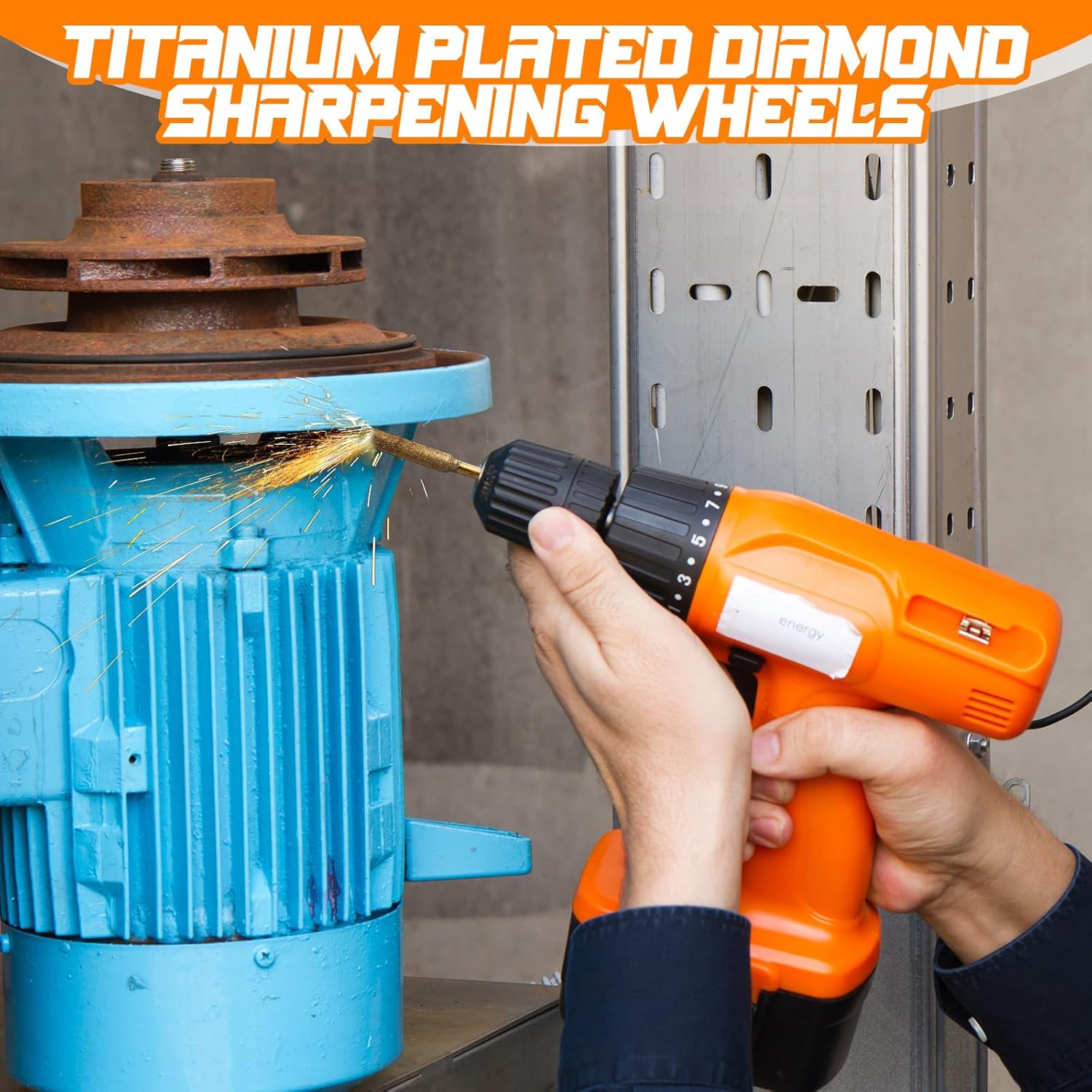 180 Pcs Diamond Chainsaw Sharpener Bits Titanium Plated Chainsaw Sharpener in 3 Size High Hardness Burr Grinding Tool Kit for Chain Jewelry Stone, 5/32", 3/16", 7/32"