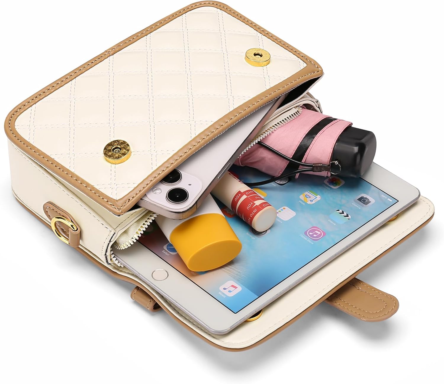 GAEKEAO Quilted Crossbody Purses for Women Vegan Leather Satchel Handbag Small Trendy Ladies Shoulder Bags with Chain Strap - Image 3