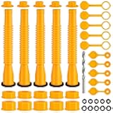 Mupera 5-Piece Gas Can Spout Kit - Leak-Resistant Nozzle for All Gas Cans, Quick-Flow Flexible Fuel Spout + Screw Caps, Fits 1/2/5/10 Gallon Cans, Anti-Spill Yellow Design