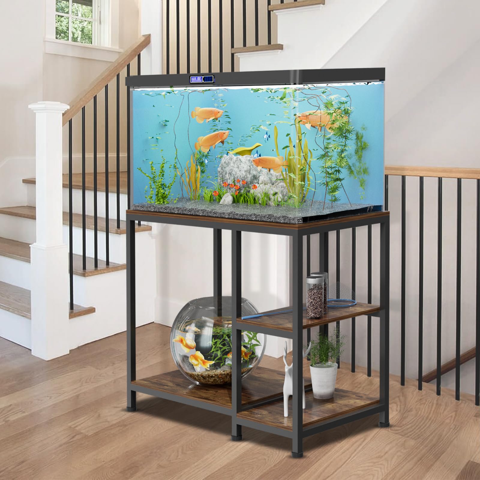 VyGrow Supporto per acquario da 40 galloni, resistente supporto per acquario 93 x 47 x 80 cm, ripiani in legno autoportante per acquario, capacità di carico 330 kg, per riporre accessori per pesci