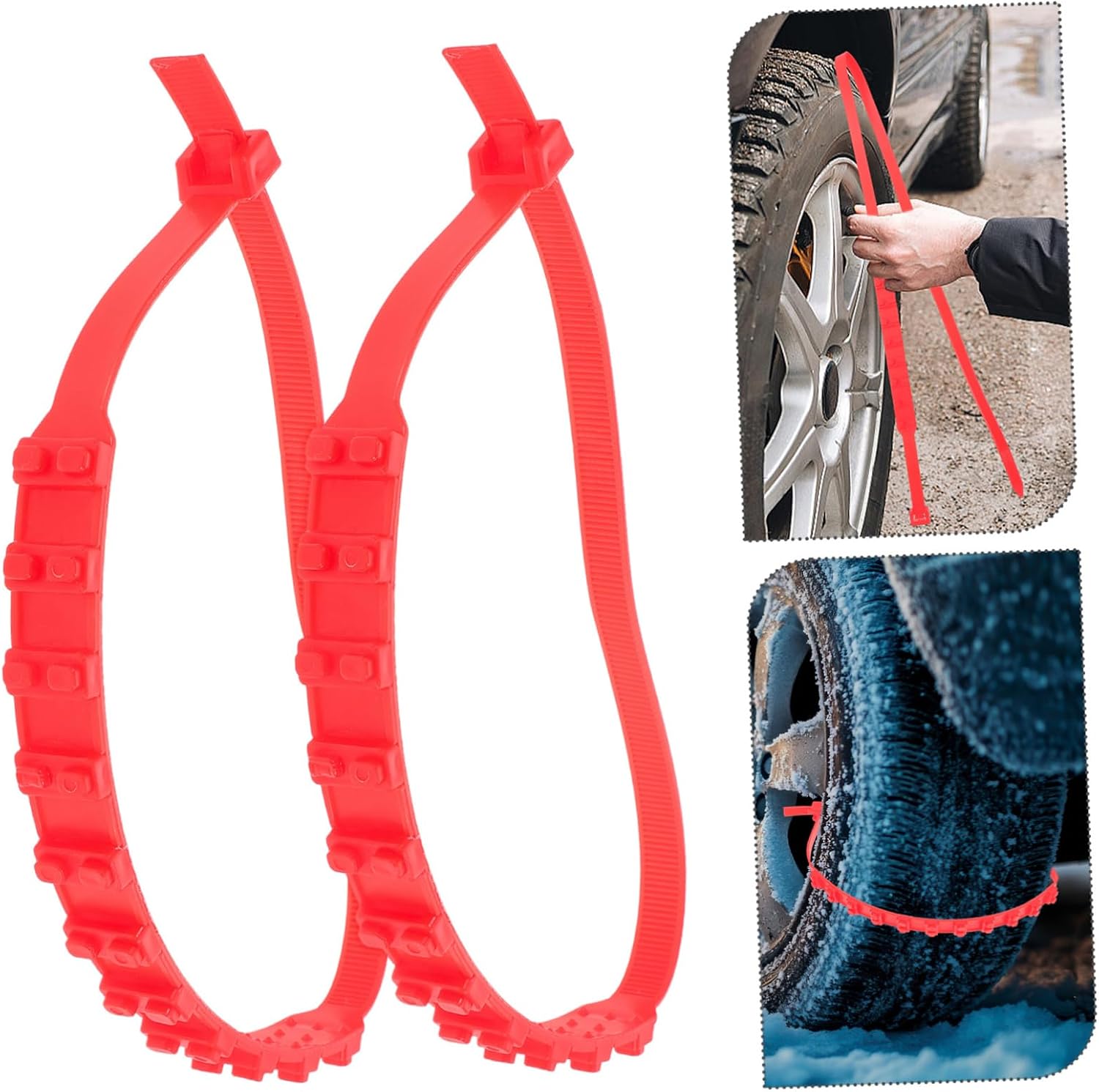 20Pcs Durable Car Snow Chains Skid Zip Tie Traction Devices for Trucks Electric Vehicles Cars Easy Installation Wide Fit for Winter Driving