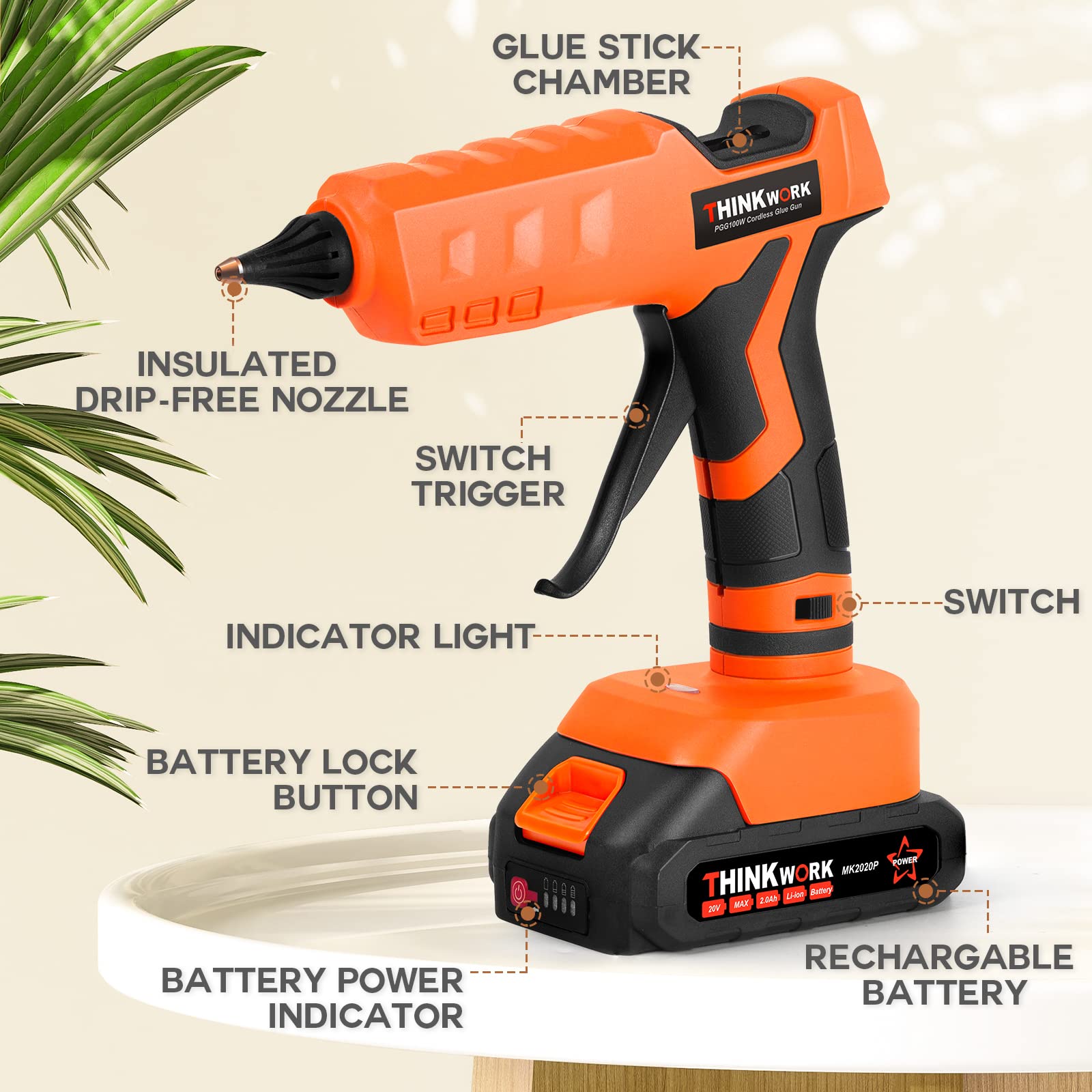 THINKWORK Cordless Hot Glue Gun - 30 Sticks Included -8 THINKWORK Cordless Hot Glue Gun - 30 Sticks Included -8