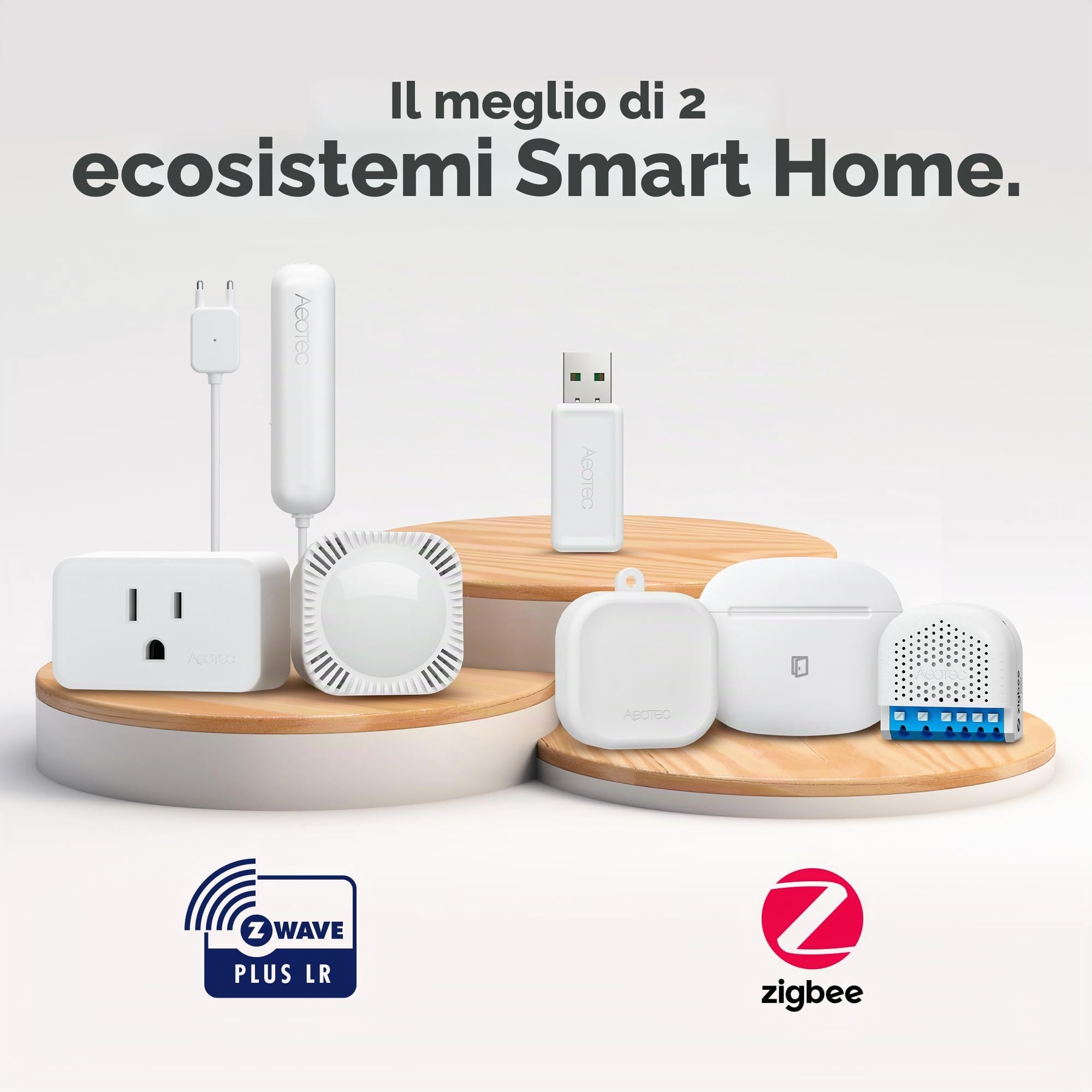 AEOTEC Z-Stick 10 Pro - Zigbee 3.0 & Z-Wave 800 Series Adattatore USB - Funziona con HomeAssistant - Zigbee2MQTT - Controller Z-Wave - Z-Wave Long Range - Fino a 1 km di portata - Senza cloud