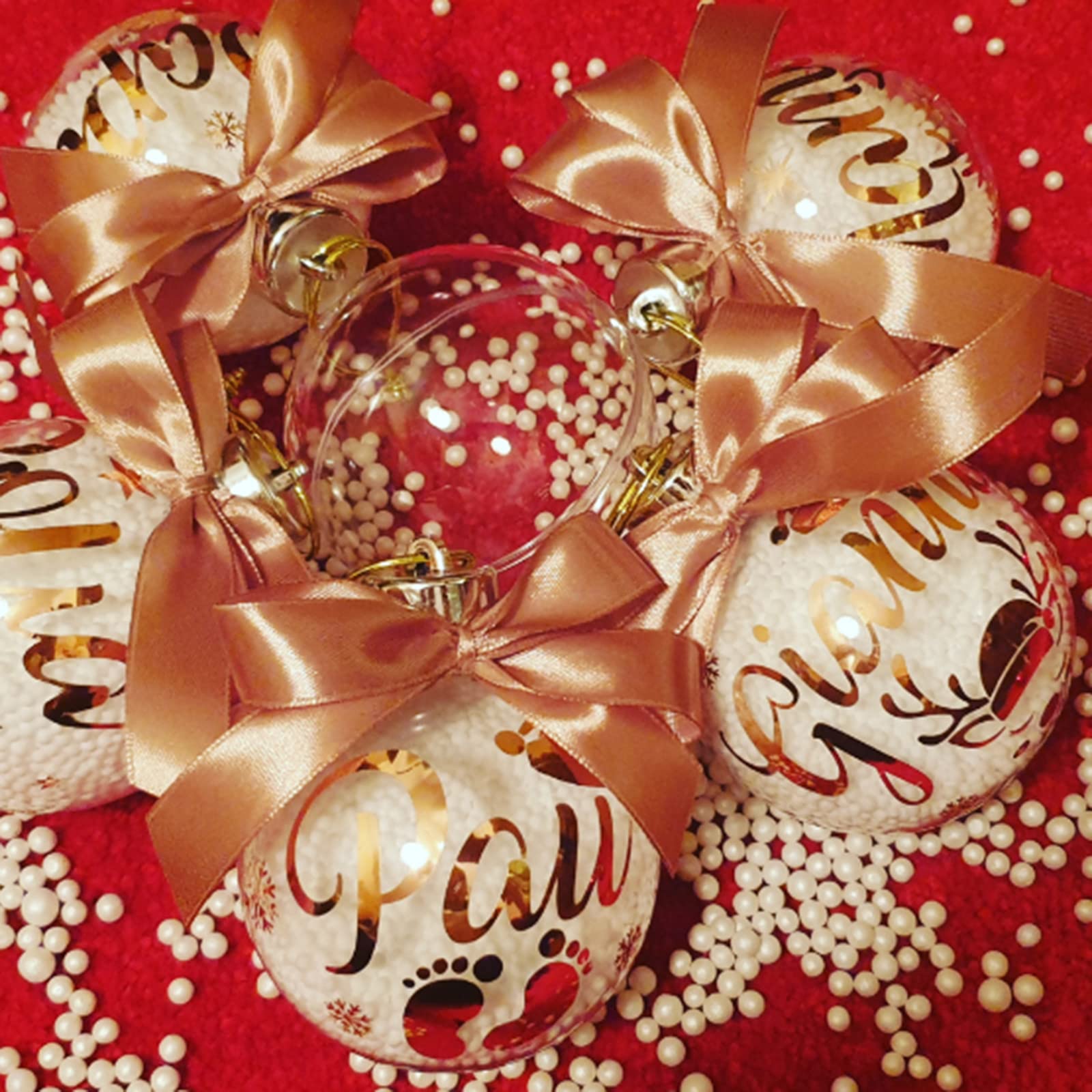 Bolas de Navidad Transparentes de Plástico 8cm, 20 Piezas con Cordón de 10M, Rellenables DIY para Decoración