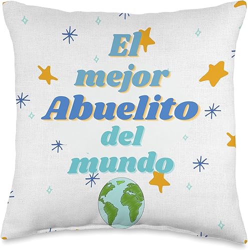 Regalos para Papa Best Gifts Latino abuelo Almohada para El Mejor Abuelito del Mundo Almohada de 16x16, Multicolor