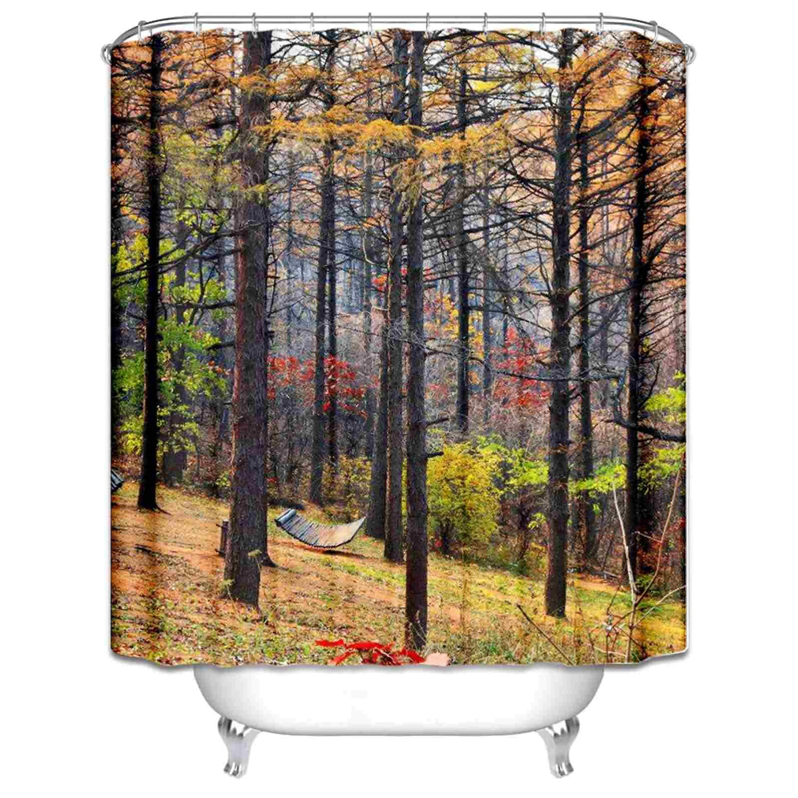 Rideau douche camping car polyester haute densité rideau imperméable 220x180cm forêt