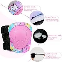 Vista 5 de FIODAY Rodilleras para Niños Conjunto de Equipo Protector Ajustable Rodilleras y Coderas para Niños con Protector de Muñeca para Niñas Patines