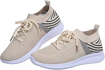 Zapatos Deportivo Malla de Mujer Sneakers Casual Calzado Cómodos Correr Ligeros Transpirables Gimnasio Atlético Tenis Zapatillas Zapatos para Caminar Niña Negro Rosa Caqui Blanca4