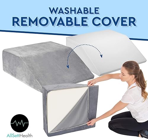 Miniatura 5 de Almohada de elevación de piernas, parte superior de espuma viscoelástica completa, cuña de espuma elevadora de alta densidad, alivia y recupera