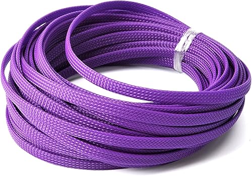 Vista 12 de Bettomshin 1 funda de organización de cables de 16.4 pies (16.4 ft), 9/16 pulgadas de ancho, protector de cable PET negro y dorado, tubo de telar