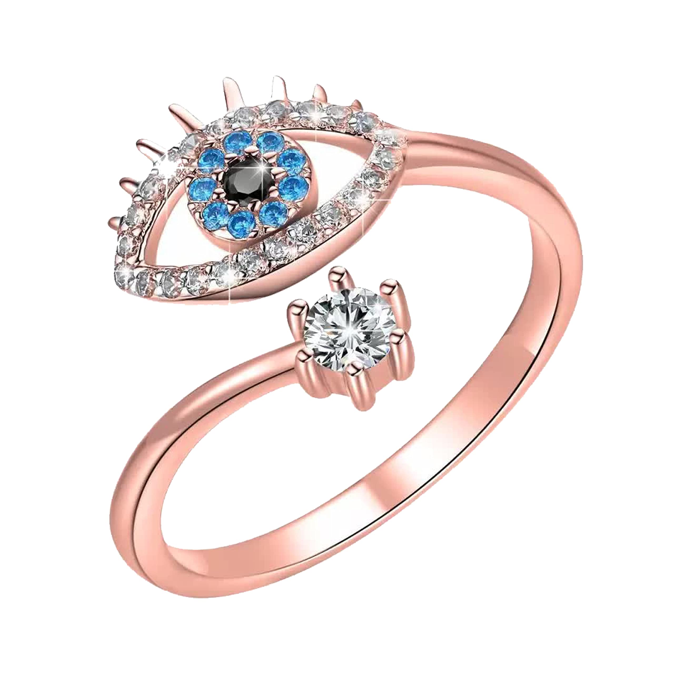 Fashion Frill Elegent Rings For Women CZ Evil Eye Rose Gold Plated Adjustable Finger Ring For Women Girls Gift for Sister Love Gifts Jewellery (B0BZZ4PJB6) Amazon Price History, Amazon Price Tracker