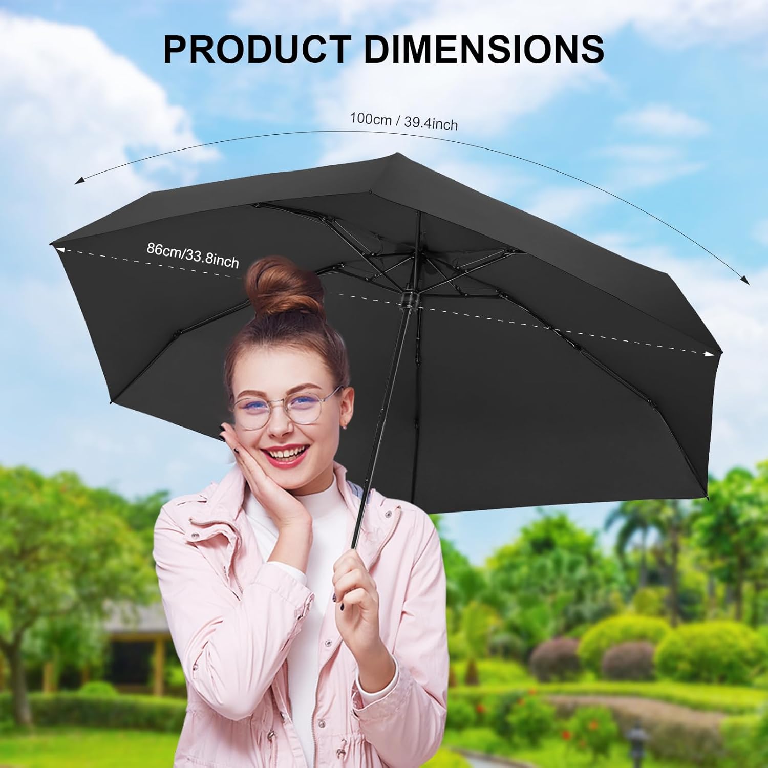 LEAGERA Compact Travel Umbrella with Case - Mini Umbrella for Purse, Small Lightweight &Tiny Design Perfect for Parasol Outdoor Sun&Rain Umbrellas - Image 2