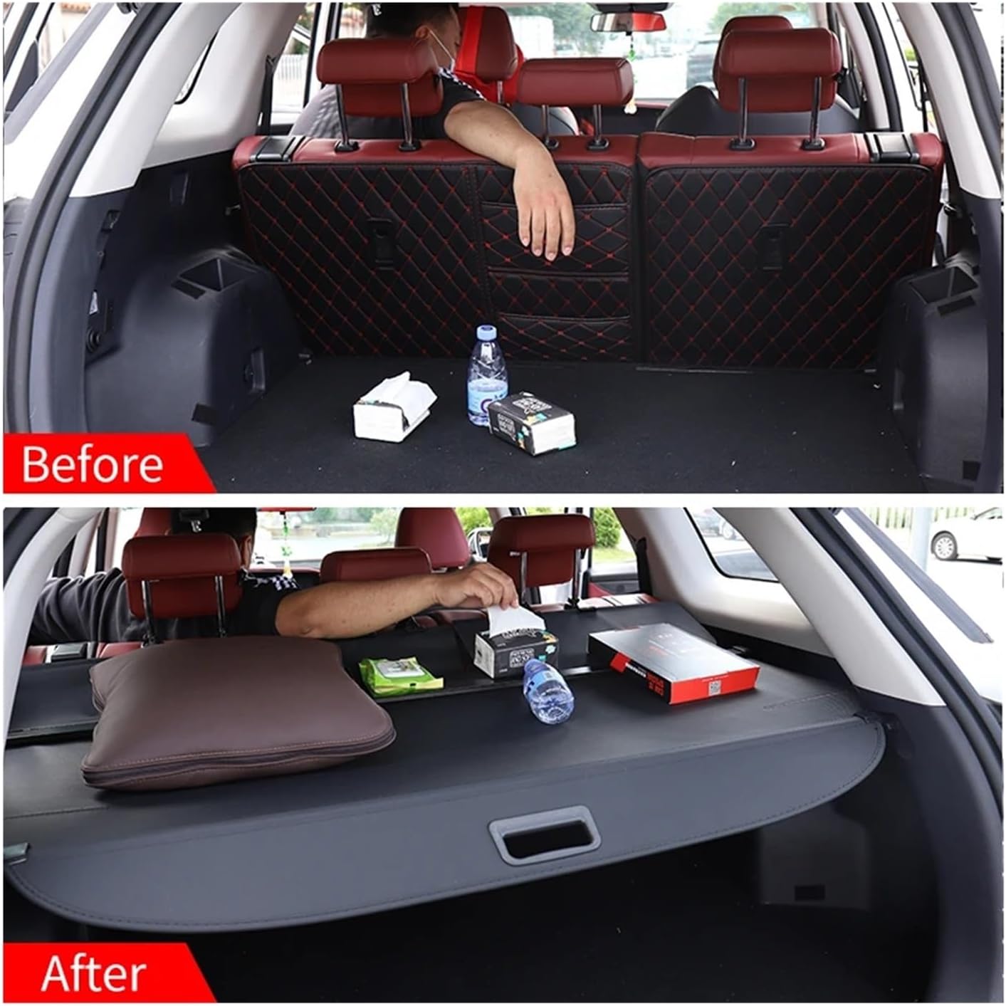 Compatible with GAC Trumpchi GS8 2017 2018 2019 2020 2021 Retractable Trunk Cargo Cover Anti-Peeping Shield Privacy Auto Accessories(Canvas)