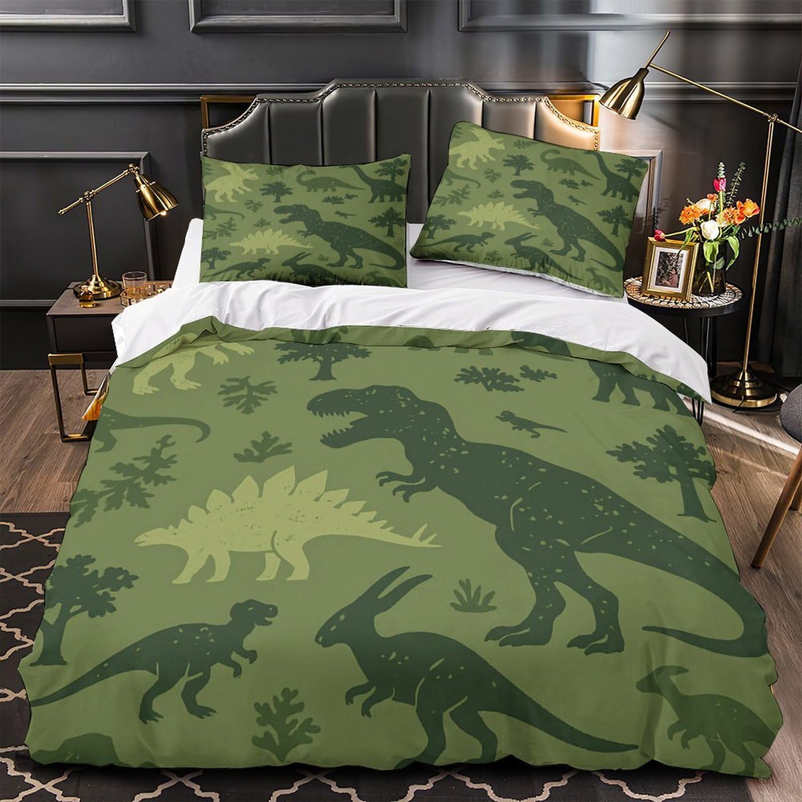 Housse de couette dinosaure 200x200 cm imprimé 3D pour lit double enfant