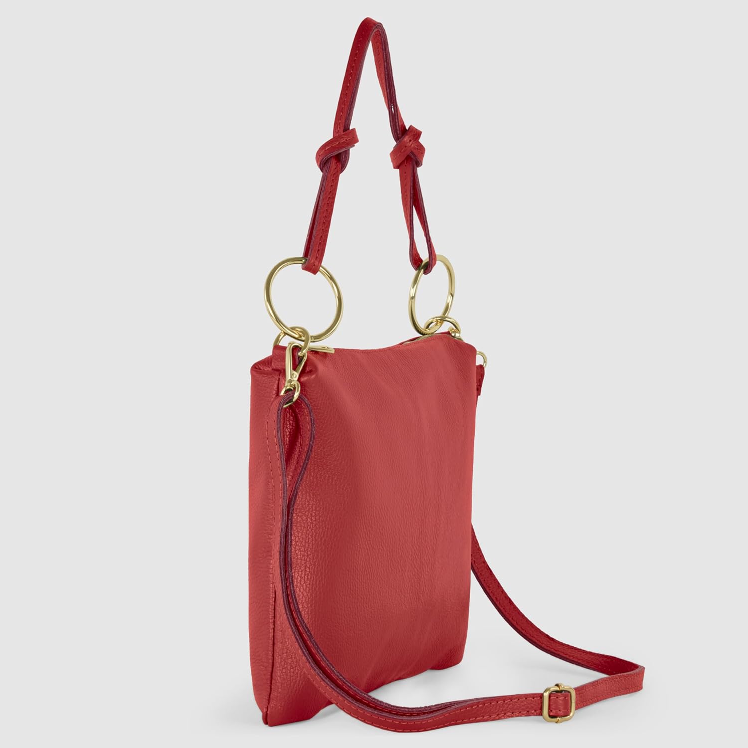 Italian Calf Leather Shoulder Bag for Women | Rectangular Handbag Purse with Zipper, Top-Handle & Crossbody Strap - Image 3