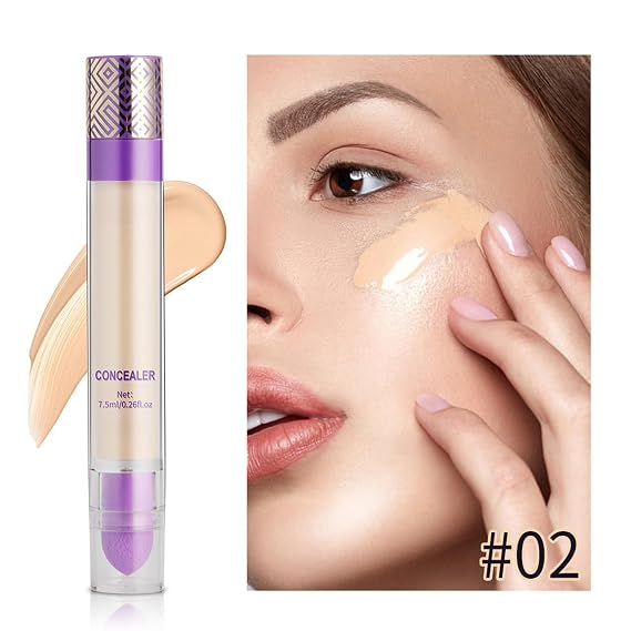Coverage Concealer, Double-Sided Concealer with Brush,Lightweight, Long-Lasting, Waterproof, Foundation Concealers Stick (01#, 1)