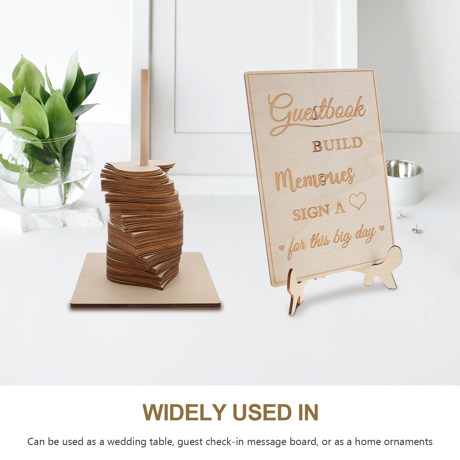 TOYANDONA Libro de Firmas para Bodas Madera en Forma de Corazón Decoración para Recepción de Boda Boho Accesorio Decorativo Versátil Detalle Personalizado para Invitados