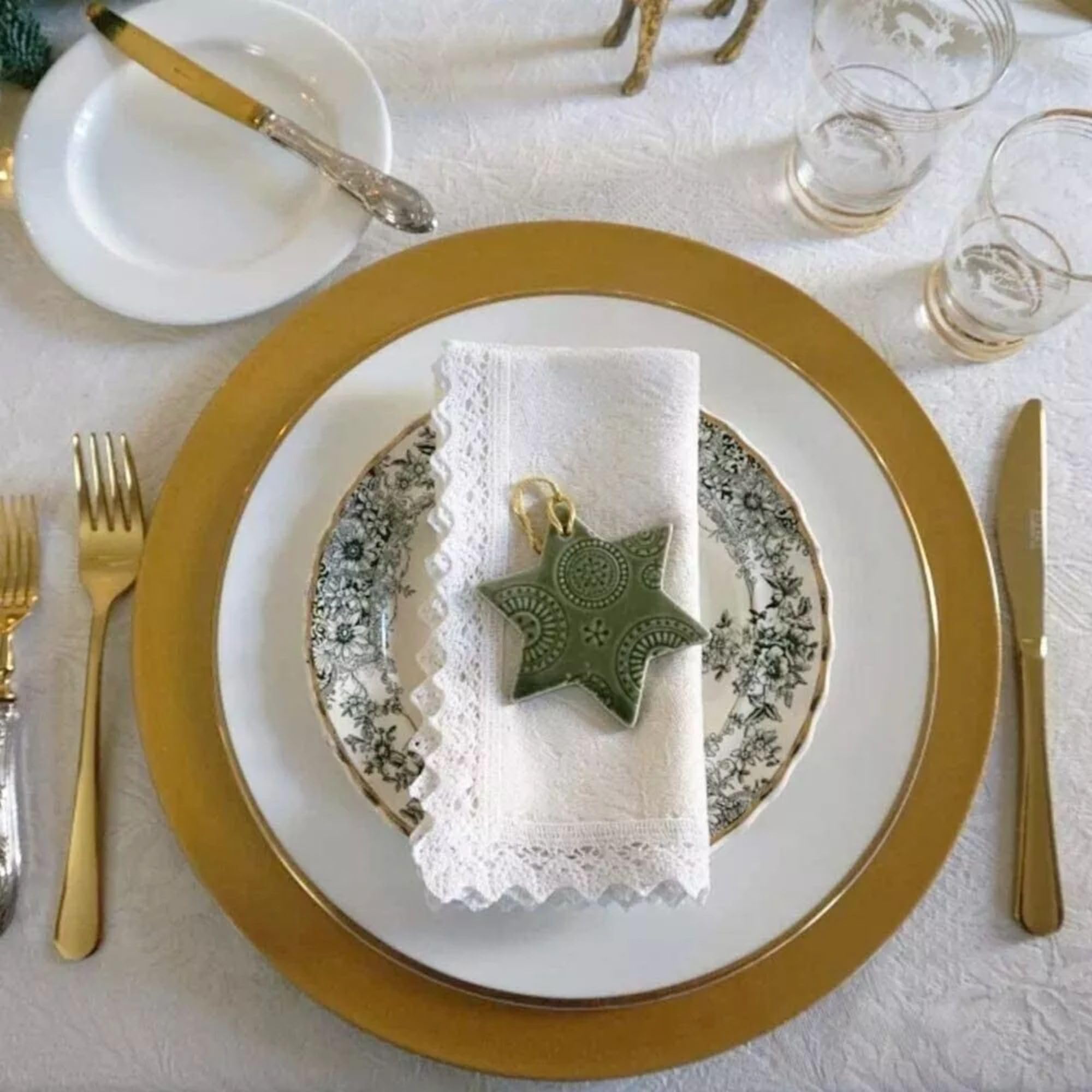 Set 6 Sottopiatti Decorativi Oro - Eleganza per la Tavola di Matrimonio, Feste e Natale - Ø 33 cm