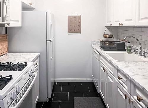 Miniatura 2 de EZ FAUX DECOR Rollo de vinilo autoadhesivo autoadhesivo para encimera de cocina, granito gris y blanco, extraíble, grueso, impermeable, no pinta, 36