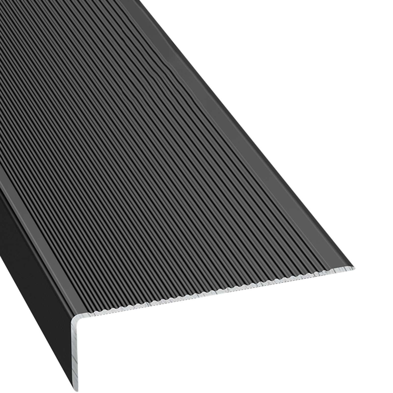 Metal L Shape Nosing Trim, Aluminum Stair Edge Protector, Non Slip Stair Treads for Indoor Outdoor Staircases(Black,3 * 10 * 90cm)