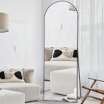 Black Arched Mirror Full Length with Stand 21" x 56" Large Full Body Dressing Mirror Floor Standing for Bedroom Wall Mounted for Living Room Home Decor