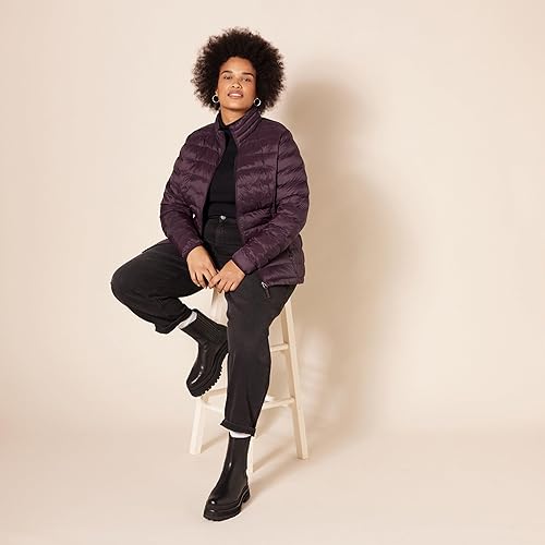 Miniatura 74 de Yaxa Essentials - Chaqueta acolchada, ligera, de manga larga, resistente al agua y plegable, para mujer (disponible en tallas extragrandes)