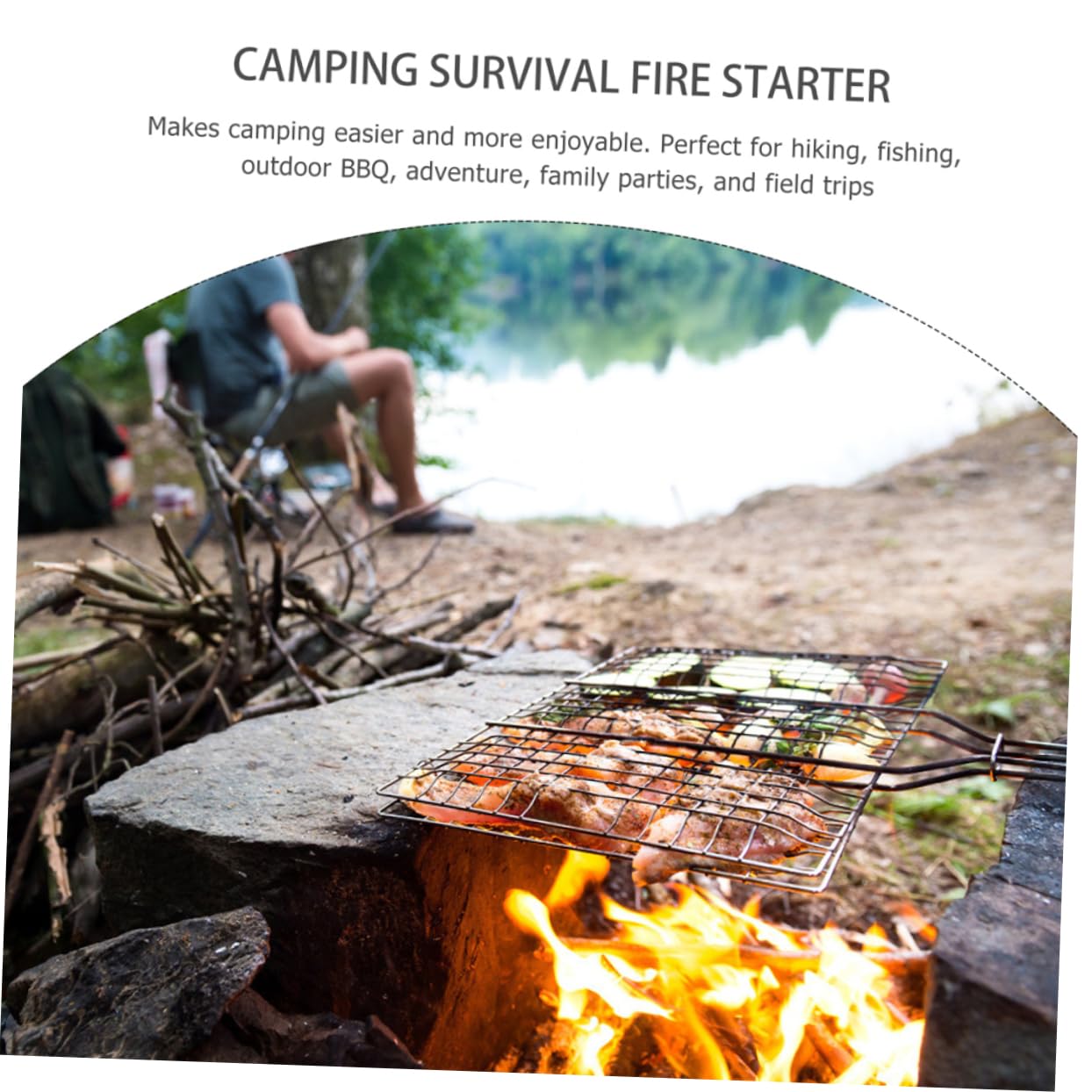 TEHAUX 2sets Outdoor Natural Firelighters Practical Wood Ignition Tool for Camping BBQ Fire Starter Sticks Box Easy to Use for