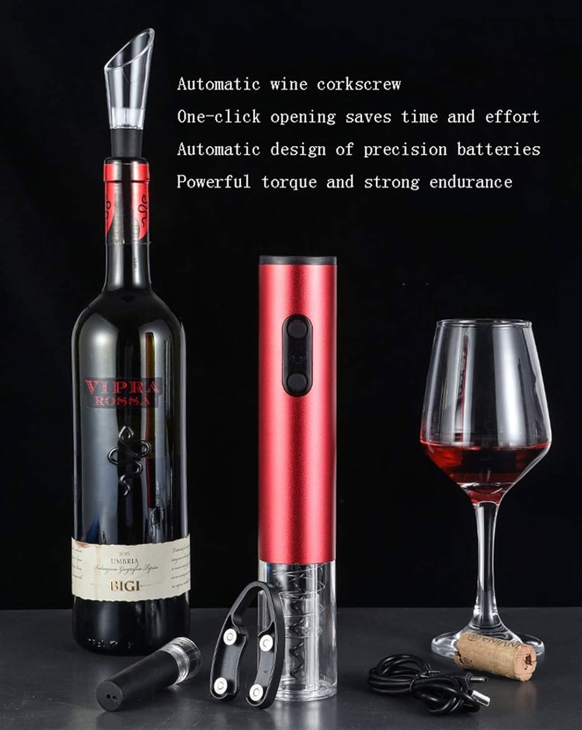 USB Rechargeable Wine Bottle Opener Waiters Corkscrew Automatic Wine Bottle Opener Household Wine Utensils Suitable for Kitchen Restaurant Chateau and Bars