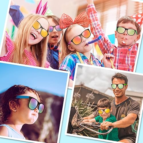 Miniatura 7 de Paquete de 36 lentes de sol de neón de 12 colores para niños, recuerdos de fiesta a granel para niños, adultos, niñas, estilo retro de los años 80,