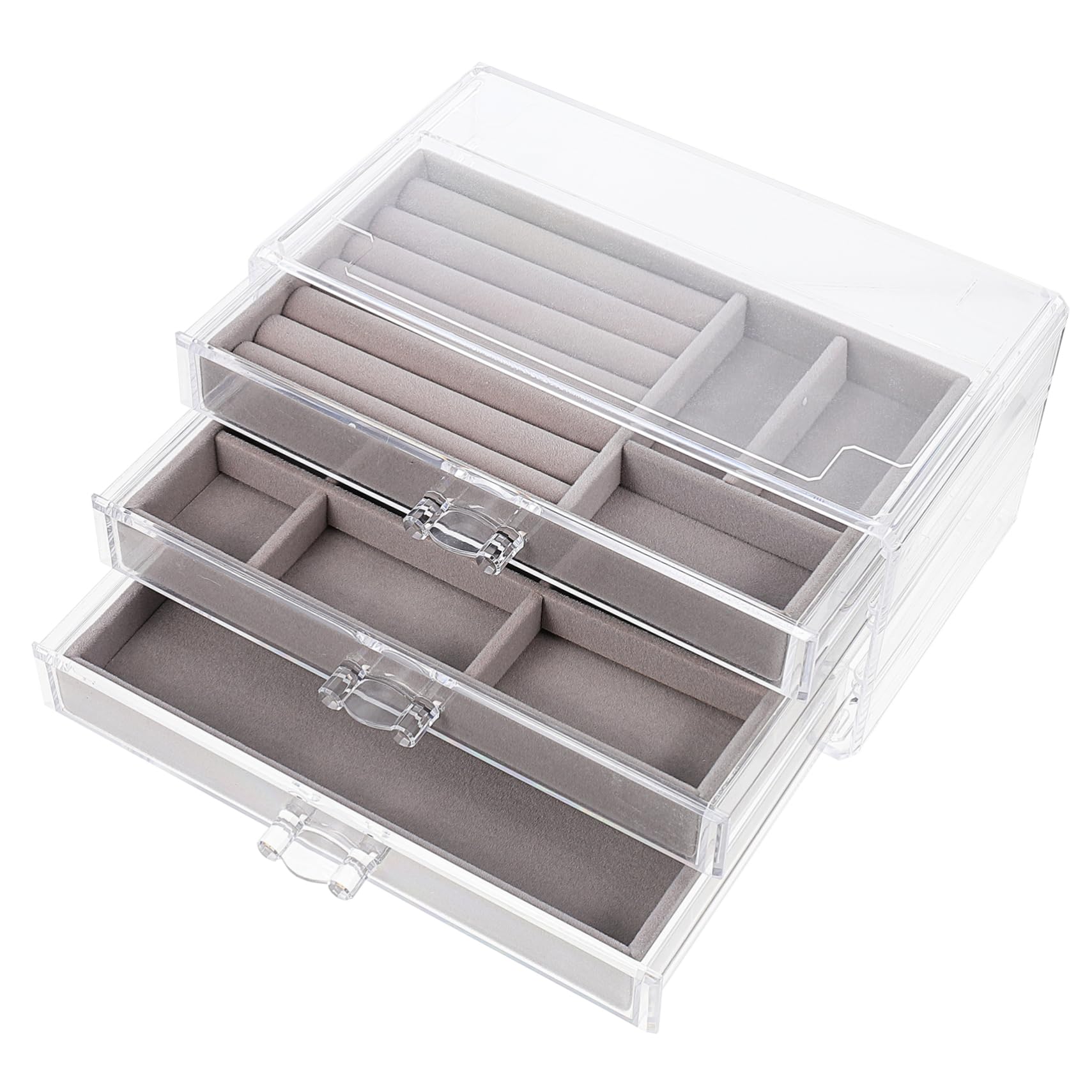 COLLBATH Scatola Portagioie in Plastica con Scomparti, Organizer per Gioielli e Accessori, Salvaspazio per Camera da Letto e Armadio
