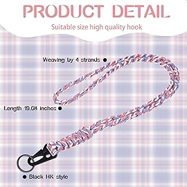 Frienda 2 Set Heavy Duty Paracord Lanyard Necklace Whistles Strap Braided 550 Keychain Lanyard for Outdoor Activities (Red, Blue, White)