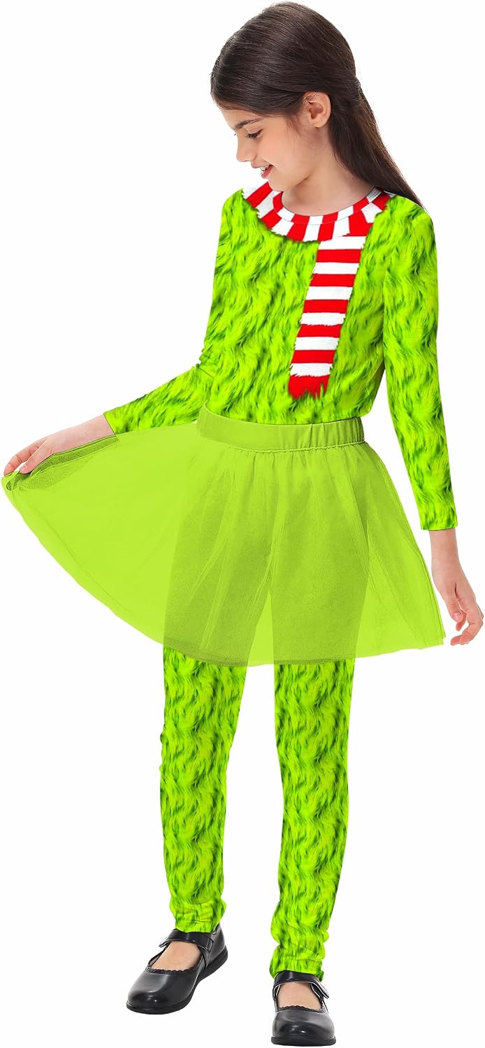 AOBUTE Christmas Shirts Leggings with Tutu Skirts Xmas Ugly Cute Clothing Sets 3-12 Years