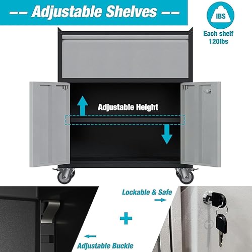 Miniatura 4 de Waqiv Armario de almacenamiento de archivos de metal con 3 cajones blancos con cerradura, pequeño cajón bajo el escritorio, gabinete de oficina para