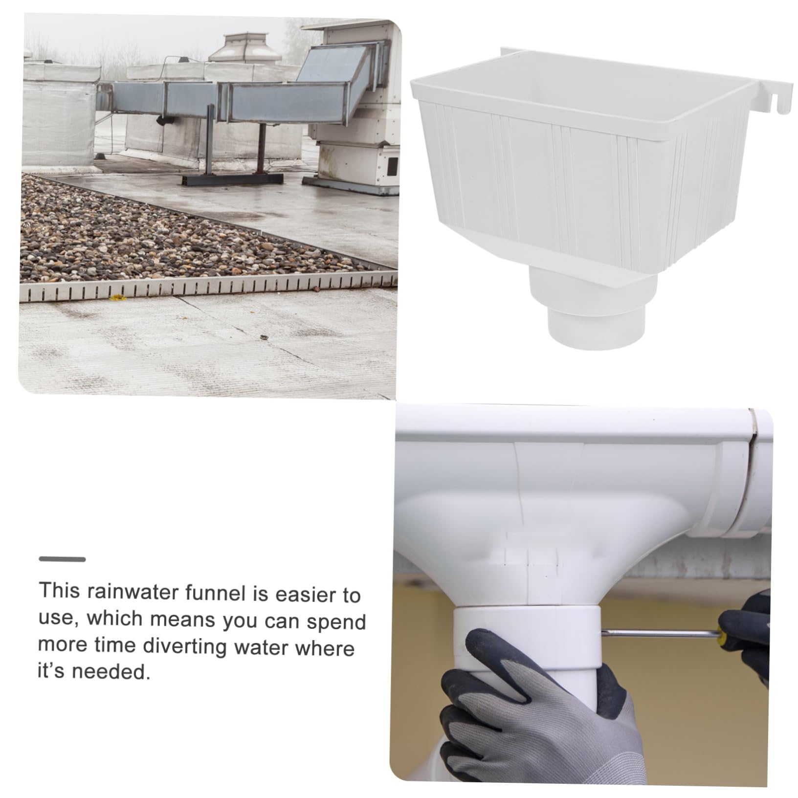 Deviatore di Pioggia in Plastico Bianco per Raccolta Acqua Piovana Resistenza All'invecchiamento e Durata, Adattatore per Tubo Pvc Grondaia Casa Giardino