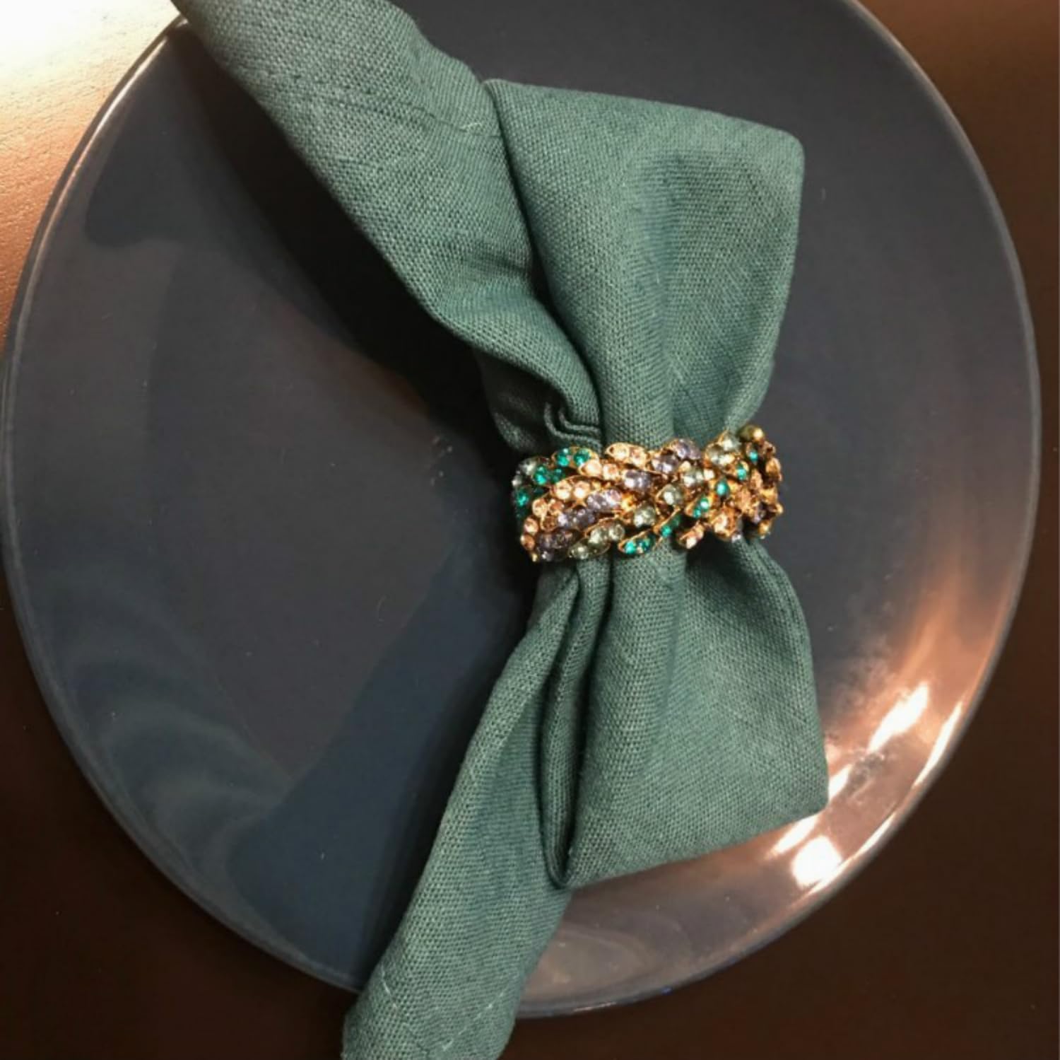 Peacock Napkin Rings Set of 12 - Vintage Metal Crystal Rustic Jeweled Napkin Ring Holders for Wedding Party Holiday, a Beautiful Dinner Table Décor (Multicolor) (12)