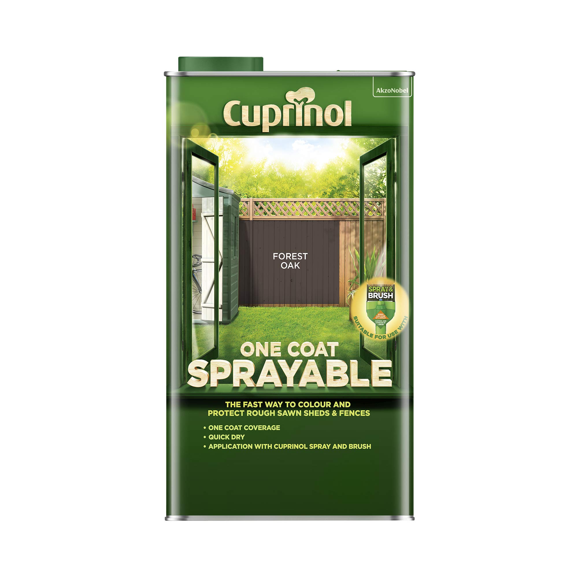Cuprinol 5 Litre One Coat Sprayable Fence Treatment Forest Oak