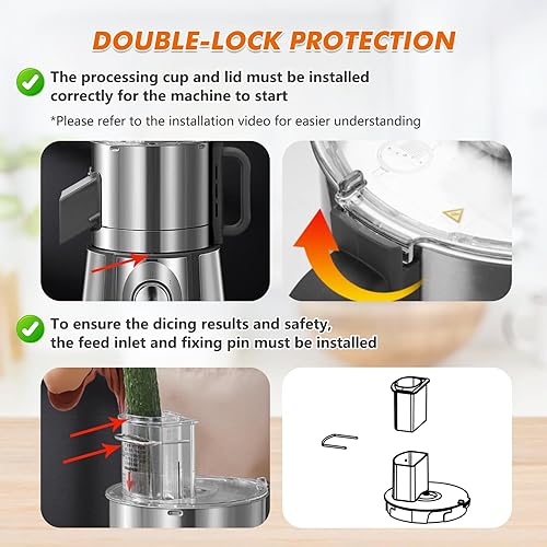 Miniatura 5 de Anatole Cortador eléctrico de verduras de acero inoxidable, procesador de alimentos de 16 tazas, 300 W, picador comercial de verduras, cortador de