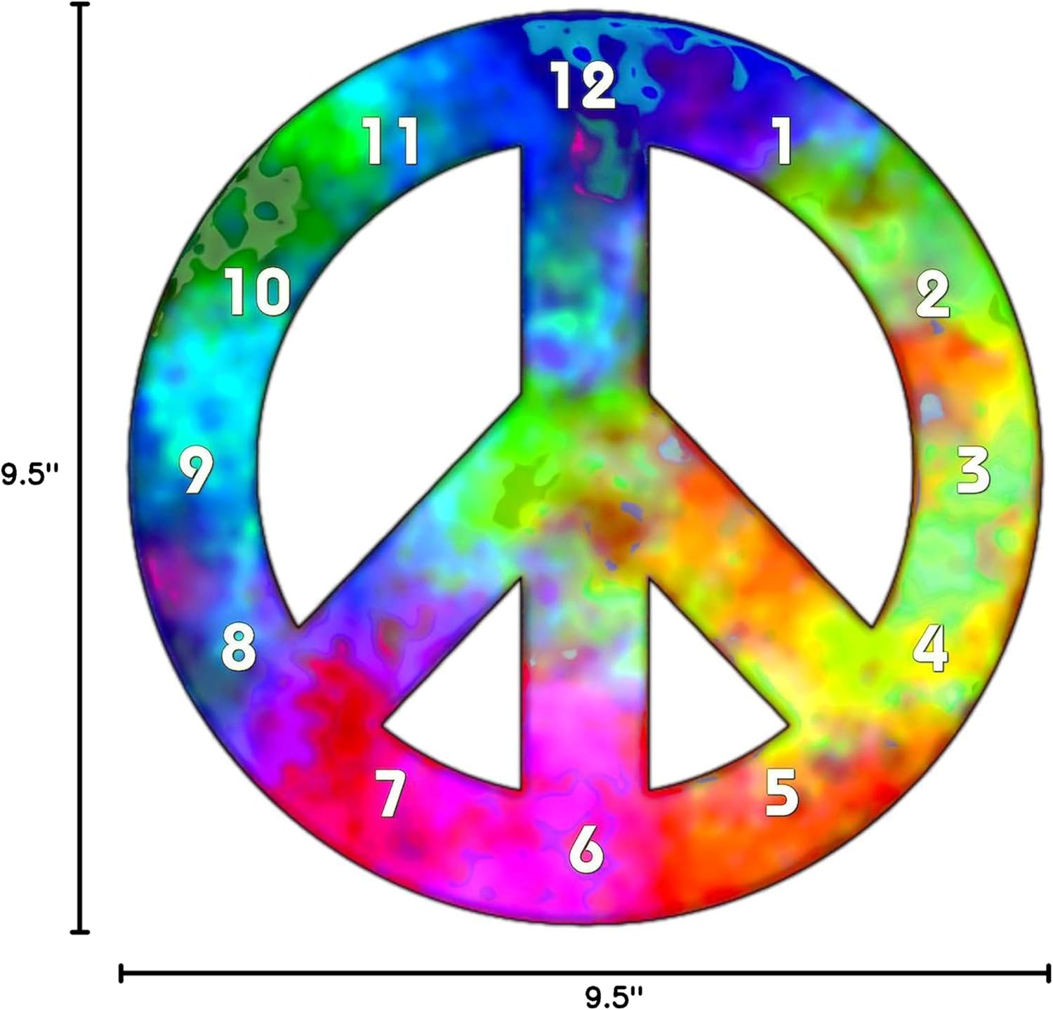 CafePress Retro Tie Dyed Peace Sign 10" Wall Clock for Livingroom, Kitchen, or Office