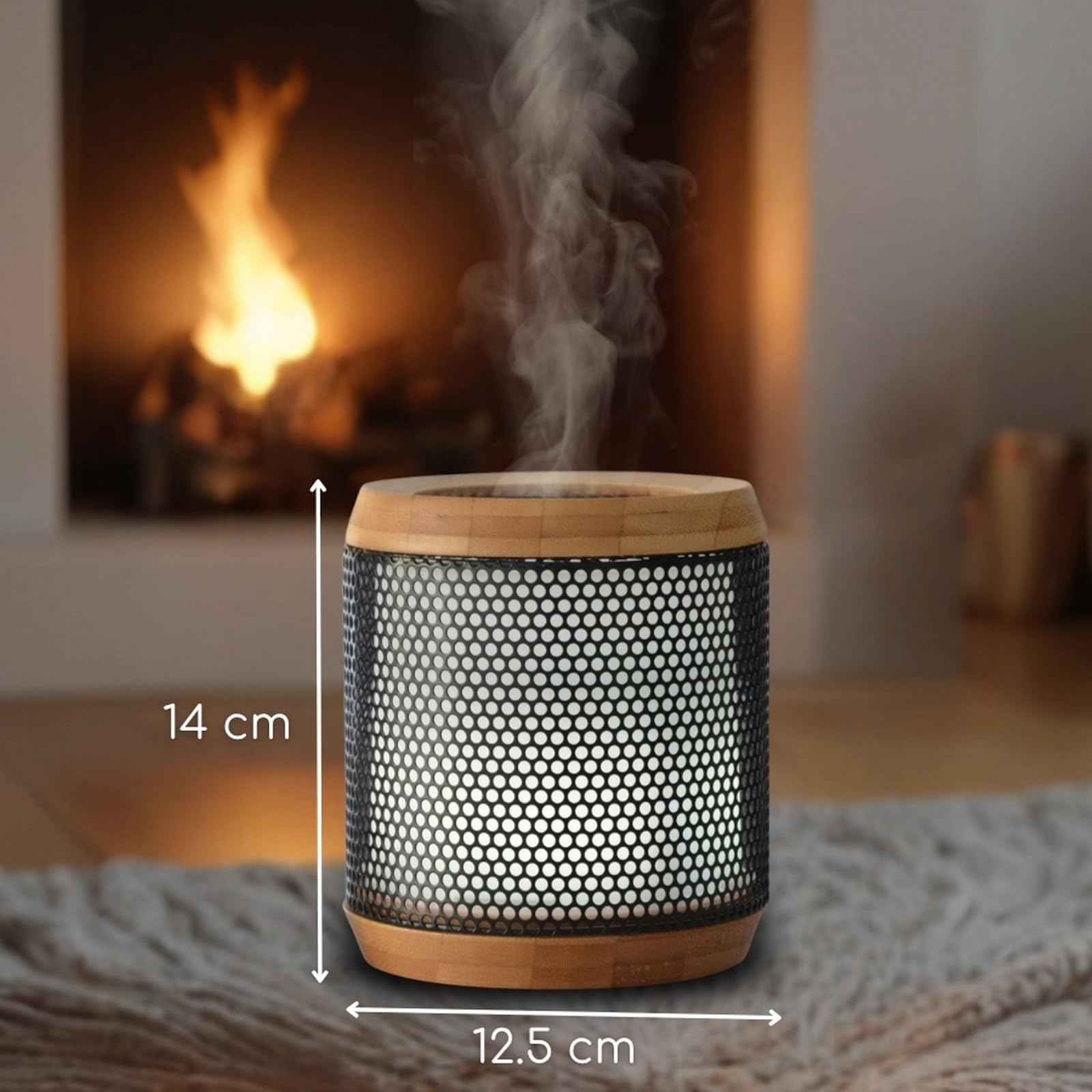 Zen'Aromat dyfuzor olejków eterycznych Elipsja - ultradźwiękowy dyfuzor aromaterapia na zimno - Elektryczny dyfuzor zapachowy do domu - wielofunkcyjne oświetlenie LED - naturalne materiały bambusowe i