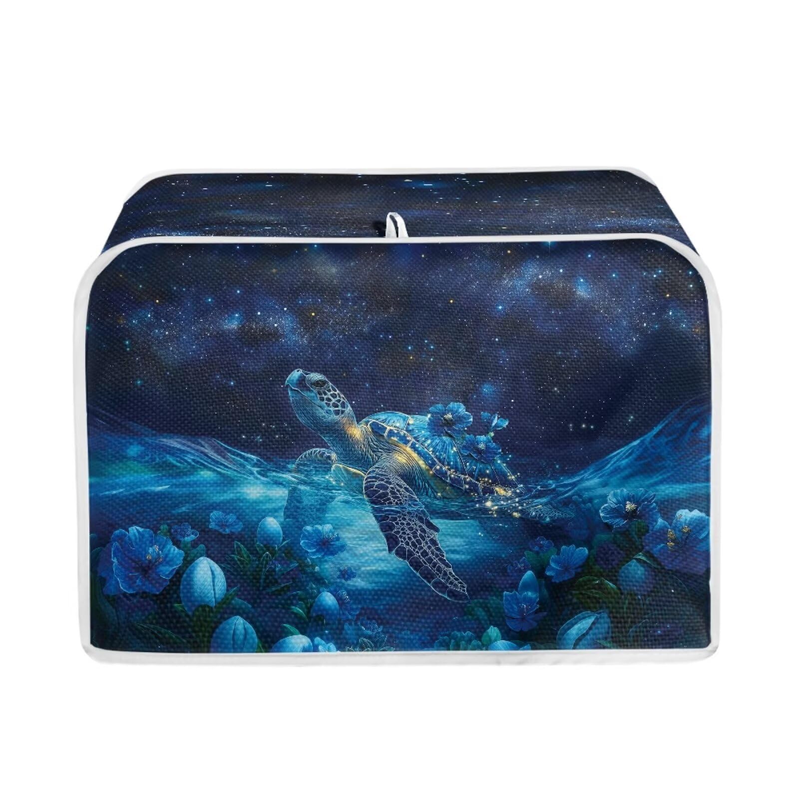 Talayituse Galaxy Turtle Flower Print 2 Slice Toaster Covers Dust Protection Bread Maker Covers Toaster Oven Cloth Cover Kitchen Accessories Washable Appliance Cover, S