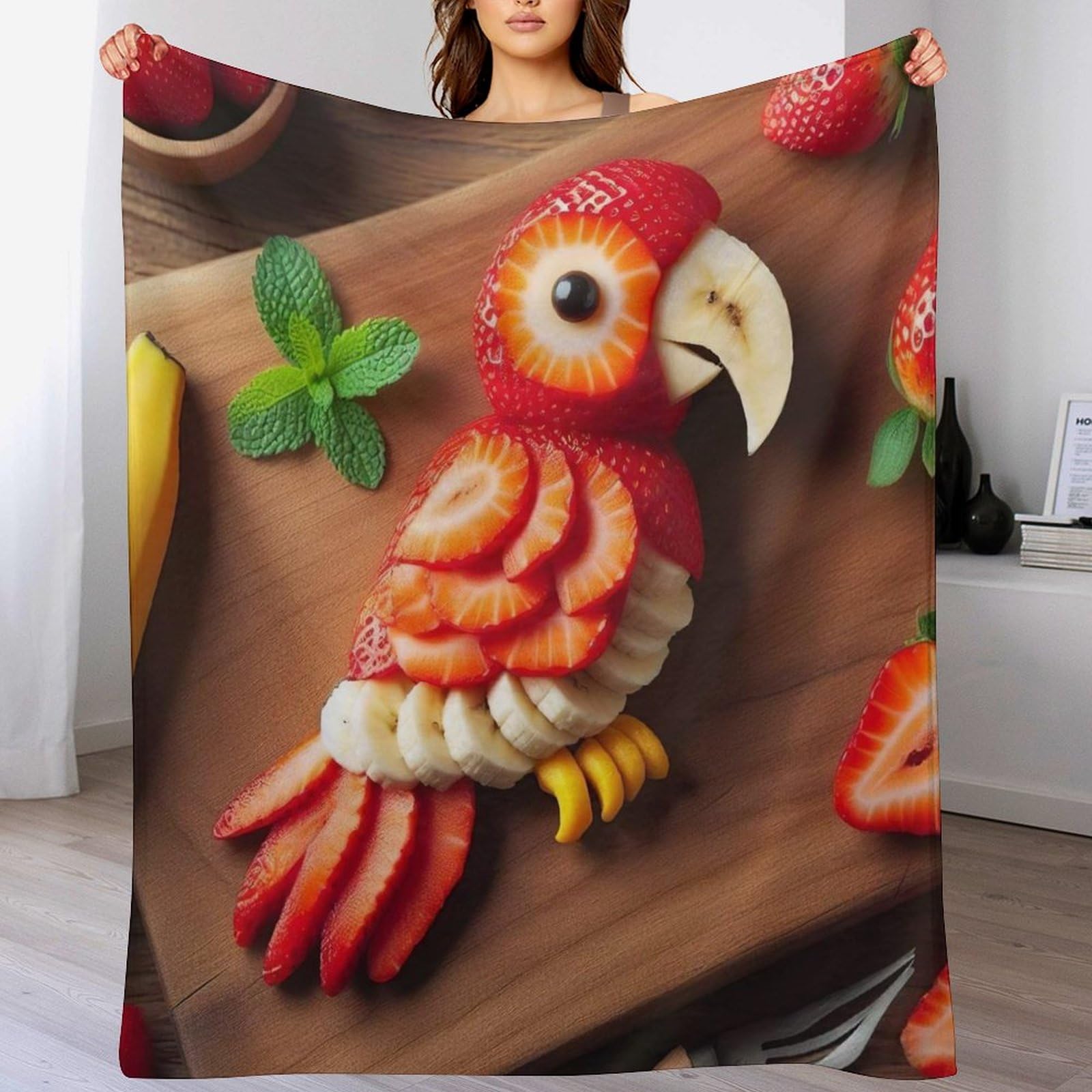 Couverture Polaire Perroquet en Flannel Moelleuse 150x200cm pour Lit et Canapé